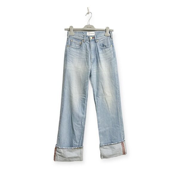 TU ES MON TRESOR Carnelian Jean 7 year,‎ high-rise turn-up jeans, Size 26 - Picture 3 of 15
